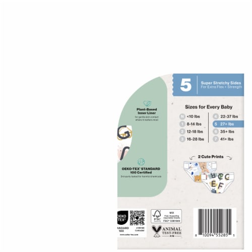 The Honest Company Clean Conscious Diapers® | Hypoallergenic + Fragrance Free | Size 5 Perspective: bottom