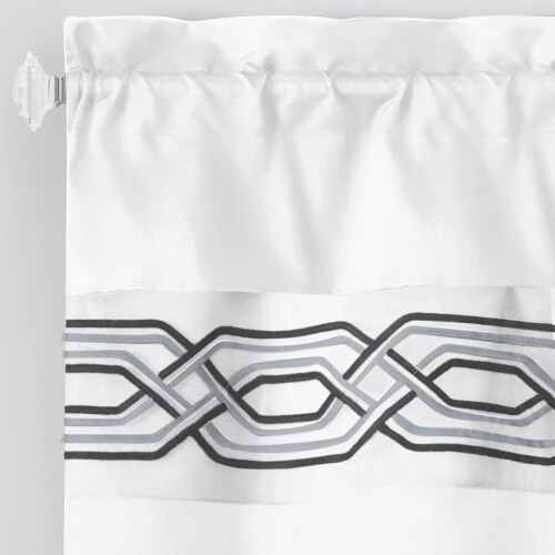Kate Aurora Pacifico 3 Piece Kitchen Curtain Set - 24 in. Long - White Perspective: bottom