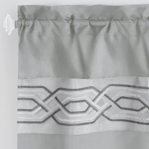 Kate Aurora Pacifico 3 Piece Kitchen Curtain Set - 24 in. Long - Silver Perspective: bottom