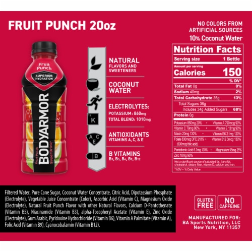BODYARMOR SuperDrink Fruit Punch Electrolyte Drink Bottles, Pack Perspective: bottom