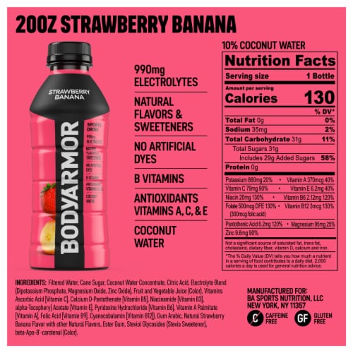 BODYARMOR® Sports Drink Strawberry Banana Bottles Perspective: bottom