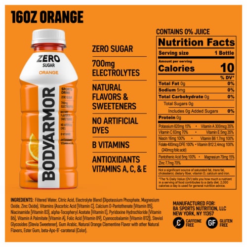 BODYARMOR® Orange Zero Sugar Sports Drink Bottle Perspective: bottom