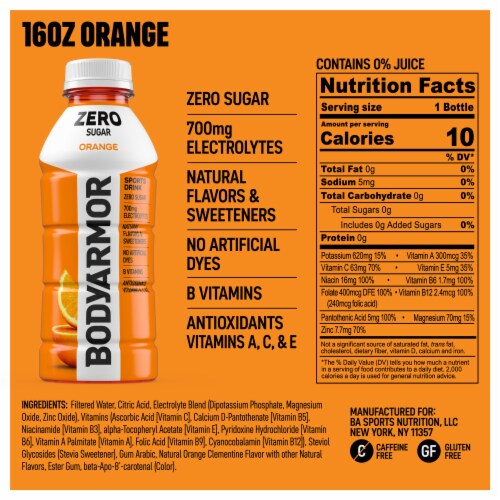 BODYARMOR® Orange Zero Sugar Sports Drink Bottle Perspective: bottom