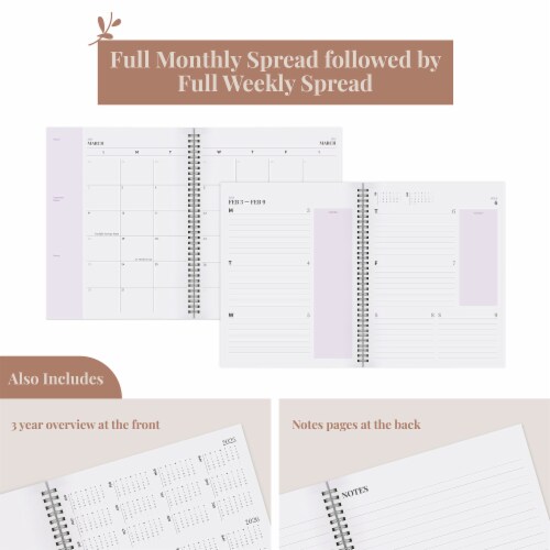 Rileys 2023 Weekly Planner - Annual Weekly & Monthly Agenda Planner (8 x 6", Lilac) Perspective: bottom