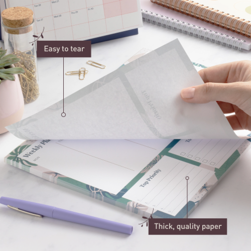 Rileys & Co Undated Weekly Planner, 11.0 x 8.3 in, Floral Print, Tearsheet Perspective: bottom