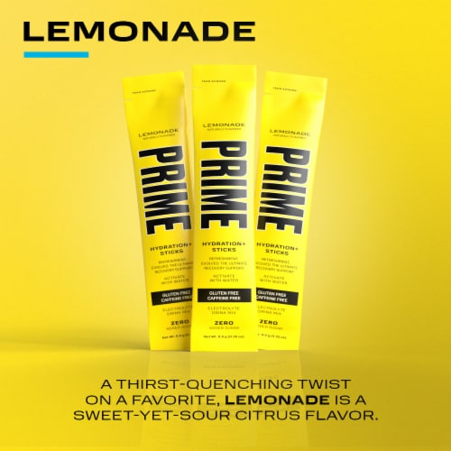 Prime Hydration Lemonade Electrolyte Drink Mix Packets Perspective: bottom