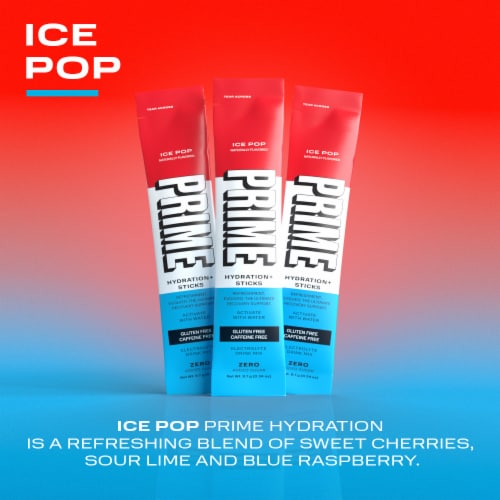Prime Zero Added Sugar Ice Pop Drink Mix Packets Perspective: bottom