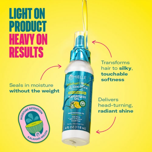 Mielle Kalahari Melon & Aloe VeraDeep Hydration Weightless Oil Perspective: bottom