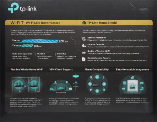 TP Link Archer BE6500 Dual-Band Wi-Fi 7 Router Perspective: bottom
