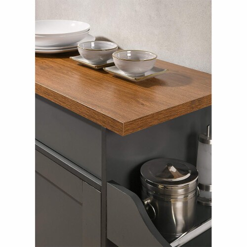 Hodedah Wheeled Kitchen Island Cart with Spice Rack and Towel Holder Gray Oak 1 Piece Fry s Food Stores