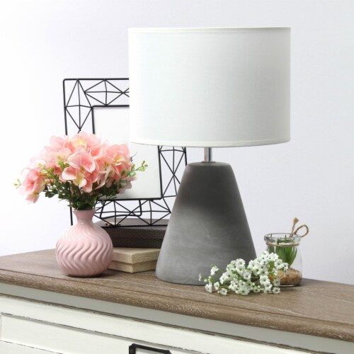 Simple Designs Concrete Pinnacle Table Lamp in Gray with Gray Shade Perspective: bottom