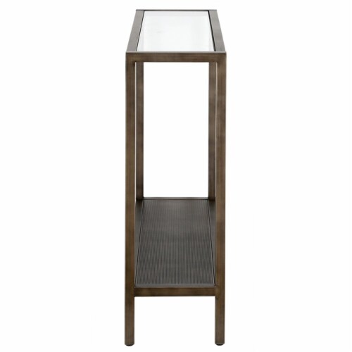 Henn&Hart 36  Aged Steel Metal/Glass Console Table Perspective: bottom