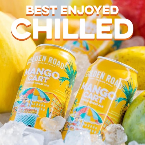 Golden Road Brewing Mango Cart Wheat Ale Craft Beer Perspective: bottom