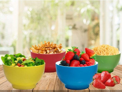 Bruntmor Red, Blue, Green, Yellow 20 Oz Ceramic Dessert Bowl Set Of 4 Perspective: bottom