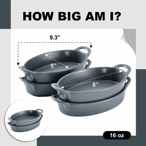 Bruntmor 8 x5  White Oval Porcelain Ceramic Pie Pan Set of 4 Perspective: bottom