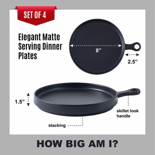 Bruntmor 8  Ceramic Appetizer Plates | Set of 4, Black | Serving Platter Perspective: bottom