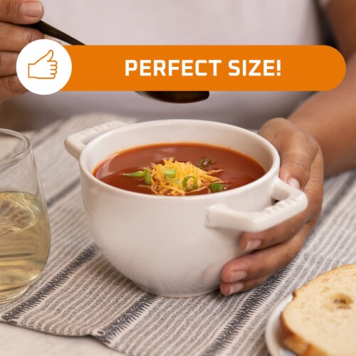 Bruntmor 24 Oz x 4 Soup Mugs White - French Onion Soup Bowls W/ Handles & Lids Perspective: bottom