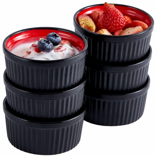 Bruntmor Black & Red 4 Oz Ramekin Set (6) - Perfect for Baking, Serving & More! Perspective: bottom