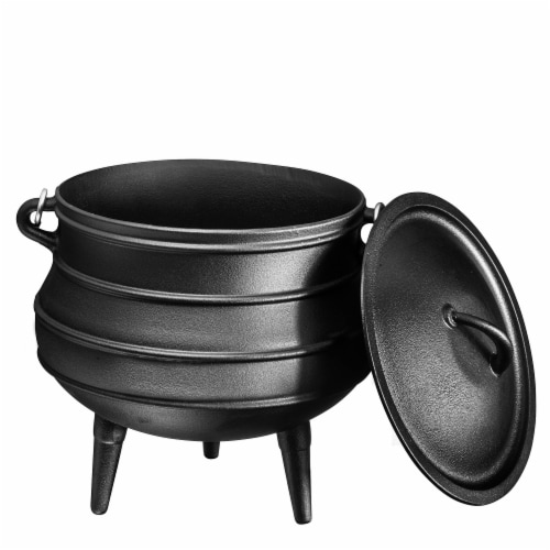 Bruntmor 10 Quarts Pre-Seasoned Cauldron Cast Iron Potjie Pot, 10