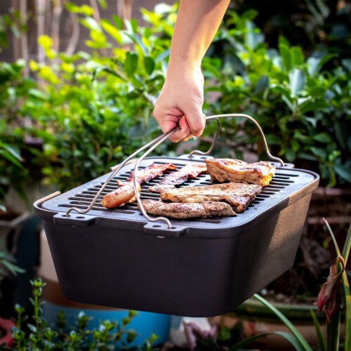 Bruntmor BBQ Grill, Heavy Duty Pre-Seasoned Cast Iron, 14 x12 Perspective: bottom