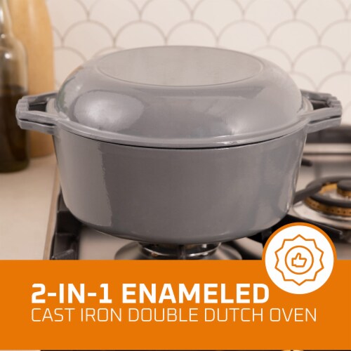 Bruntmor 7 Qt Gray 2-in-1 Dutch Oven, Skillets & Braising Pan, 7 Qt - Fry's  Food Stores