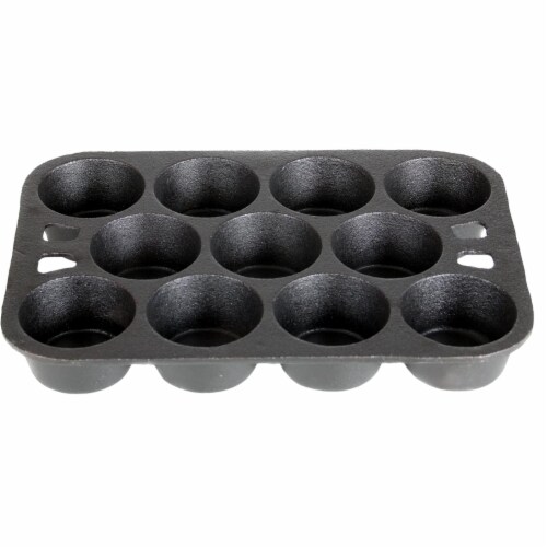 Bruntmor 11 Cup Muffin Pan - Premium Cast Iron Non-Stick Baking Tool Perspective: bottom