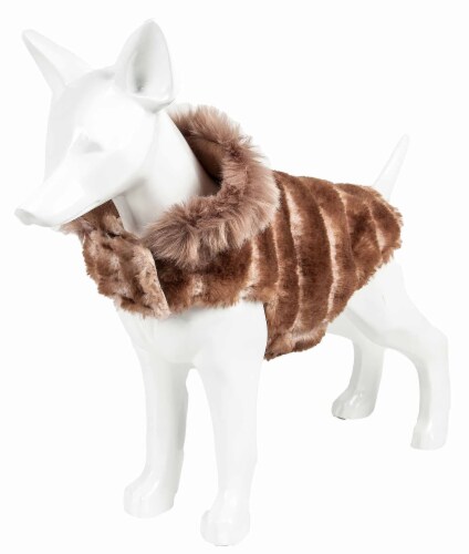 Pet Life Luxe Tira-Poochoo Tiramisu Patterned Mink Dog Coat Jacket Perspective: bottom