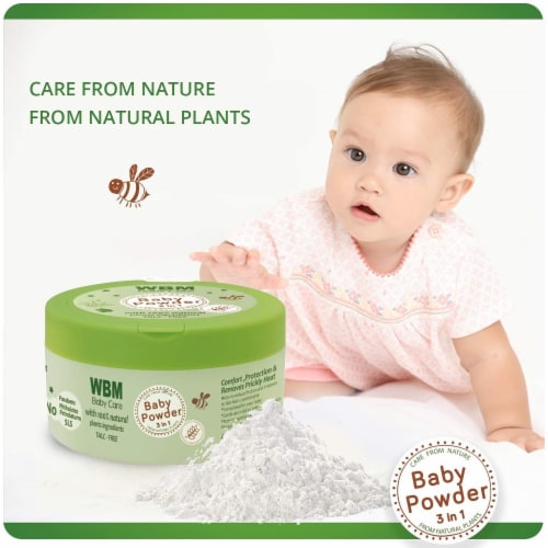 WBM Care Baby Powder | 3 in 1 Skin Repairing, Nourishing & Drying Natural Powder | 4.9 oz Perspective: bottom