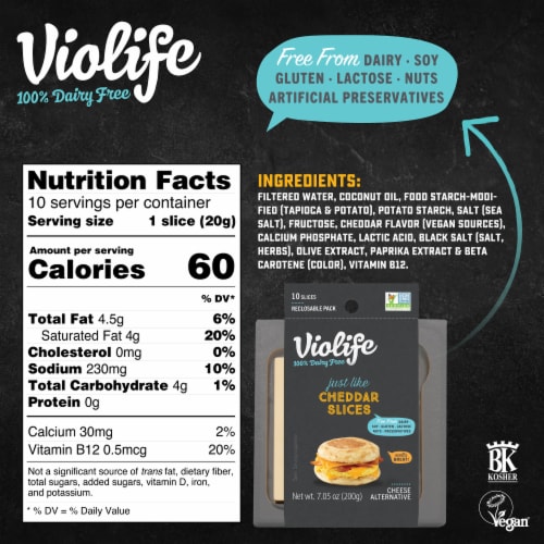 Violife Just Like Cheddar Slices, Dairy-Free Vegan Perspective: bottom