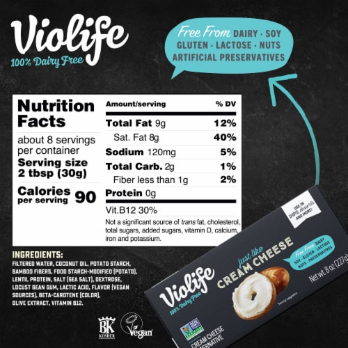 Violife Just Like Cream Cheese Dairy-Free Vegan Block Perspective: bottom