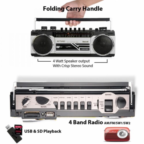Riptunes Blt Retro Cassette Radio Sd/usb Perspective: bottom