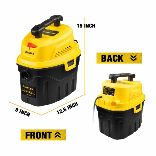 Stanley SL18910P-3 3 Gallon 3 Max HP Portable Lightweight Wet/Dry Vacuum, Yellow Perspective: bottom