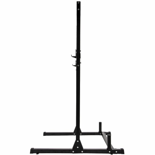 HulkFit Adjustable Power Squat Rack Stand w Hooks Weight Plate Holders Black 1 Piece Metro Market