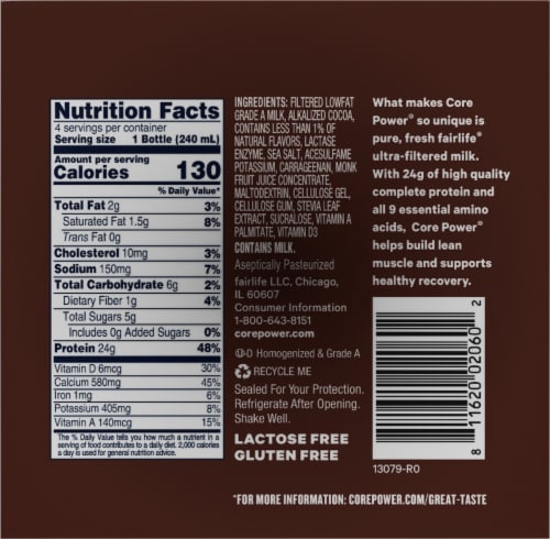 Core Power Chocolate High Protein Milk Shakes Perspective: bottom