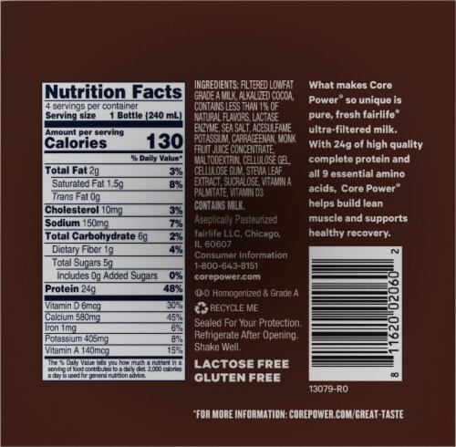 Core Power Chocolate High Protein Milk Shakes Perspective: bottom