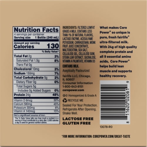 Core Power® Vanilla High Protein Milk Shakes Perspective: bottom