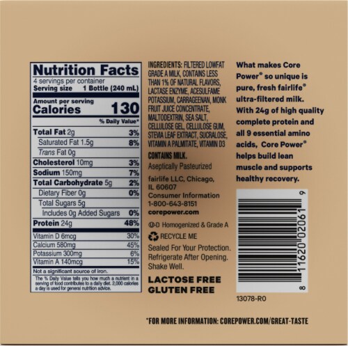 Core Power® Vanilla High Protein Milk Shakes Perspective: bottom