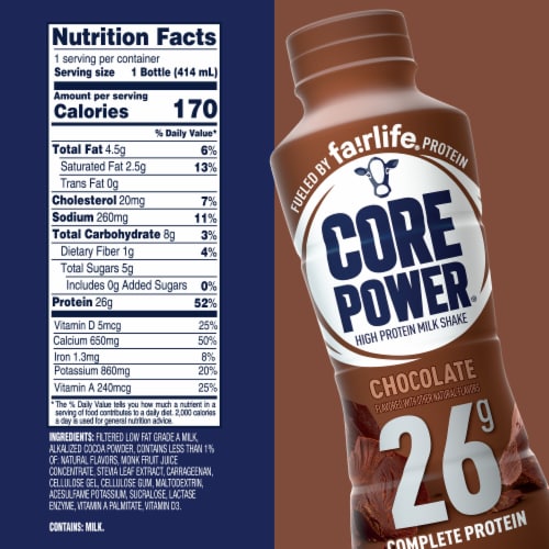 Core Power Chocolate Protein Shake Perspective: bottom