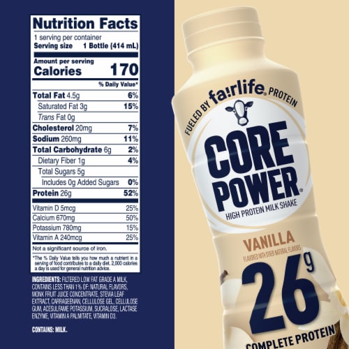 Core Power Vanilla Protein Shake Perspective: bottom