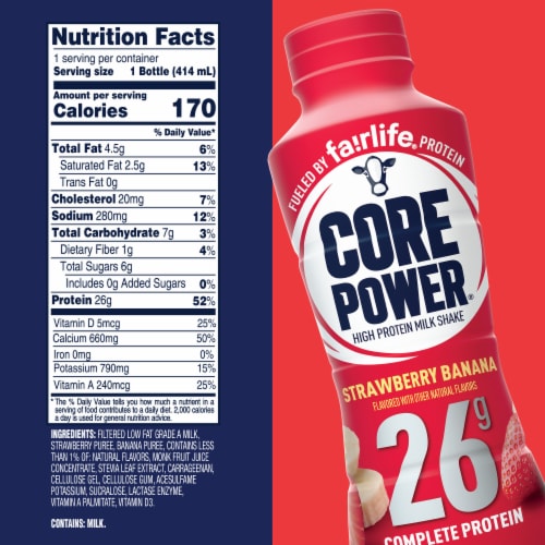 Core Power Strawberry Banana Protein Shake Perspective: bottom