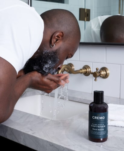 Cremo Beard Wash & Softener Cleanses & Moisturizes with Conditioners to Hydrate Palo Santo Scent Perspective: bottom