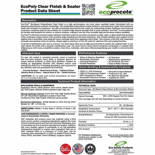 EcoProCote Eco-Poly Wood Floor and Concrete Finish and Sealer, 1 Gallon, Satin Perspective: bottom