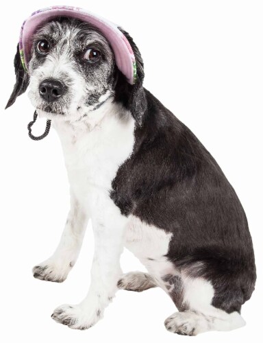 Pet Life Botanic Bark Floral Uv Protectant Adjustable Fashion Canopy Brimmed Dog Hat Cap Perspective: bottom
