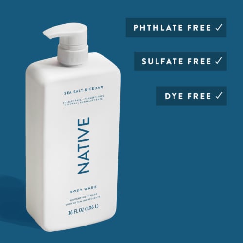 Native Body Wash, Sea Salt & Cedar, Sulfate Free, for Women and Men, 36 oz Perspective: bottom