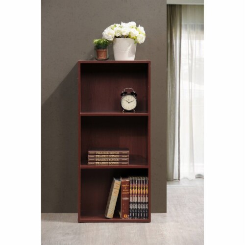 Hodedah HID23 MAHOGANY 3 Shelf Bookcase Perspective: bottom