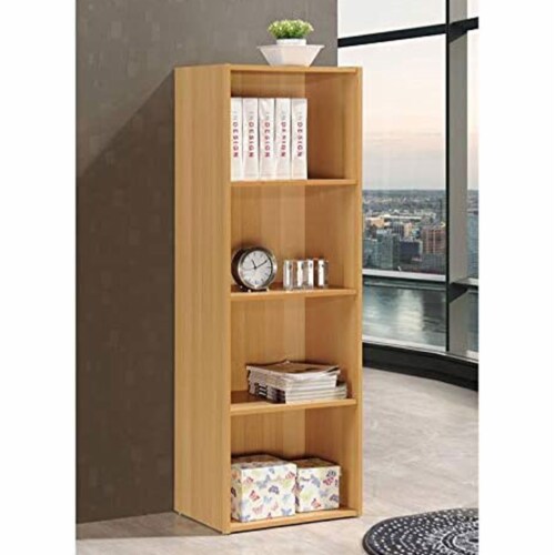 Hodedah 12 x 16 x 47 Inch 4 Shelf Bookcase and Office Organizer, Beech Finish Perspective: bottom