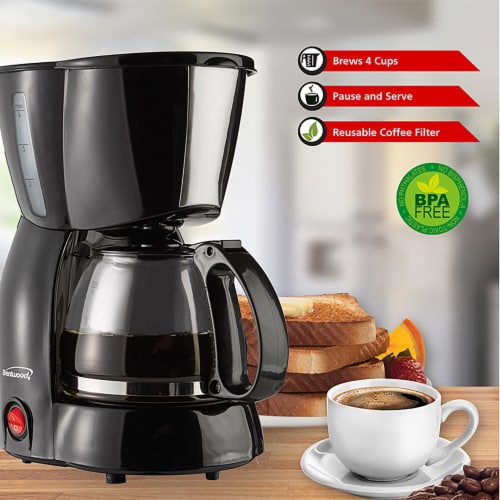 Brentwood 4 Cup Coffee Maker - Black Perspective: bottom