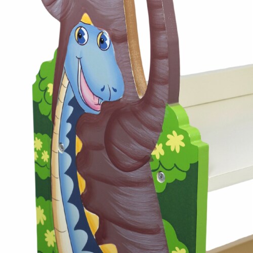 Fantasy Fields Dinosaur Kingdom Kids Wooden Bookshelf with Storage Drawer, Multicolor Perspective: bottom