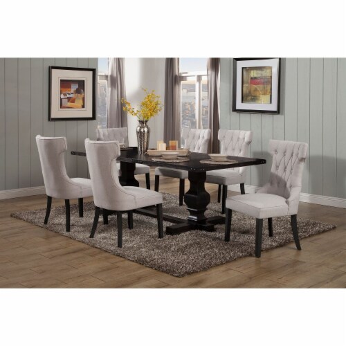 Alpine Furniture Manchester Set of 2 Wood Dining Side Chairs in Light Grey-Black Perspective: bottom