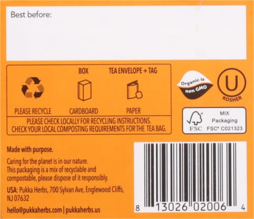 Pukka Organic Elderberry & Echinacea Fruit Tea Bags Perspective: bottom